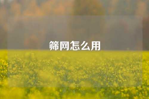 筛网怎么用