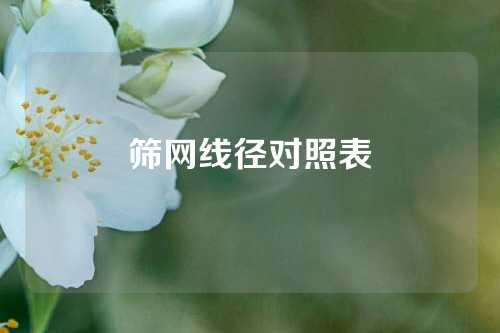 筛网线径对照表