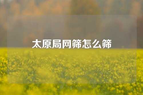 太原局网筛怎么筛