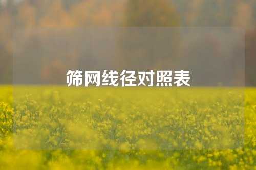 筛网线径对照表